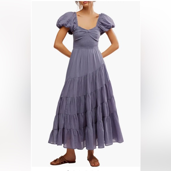 Free People Dresses & Skirts - New Free People Sundrenched Puff Sleeve Maxi Dress